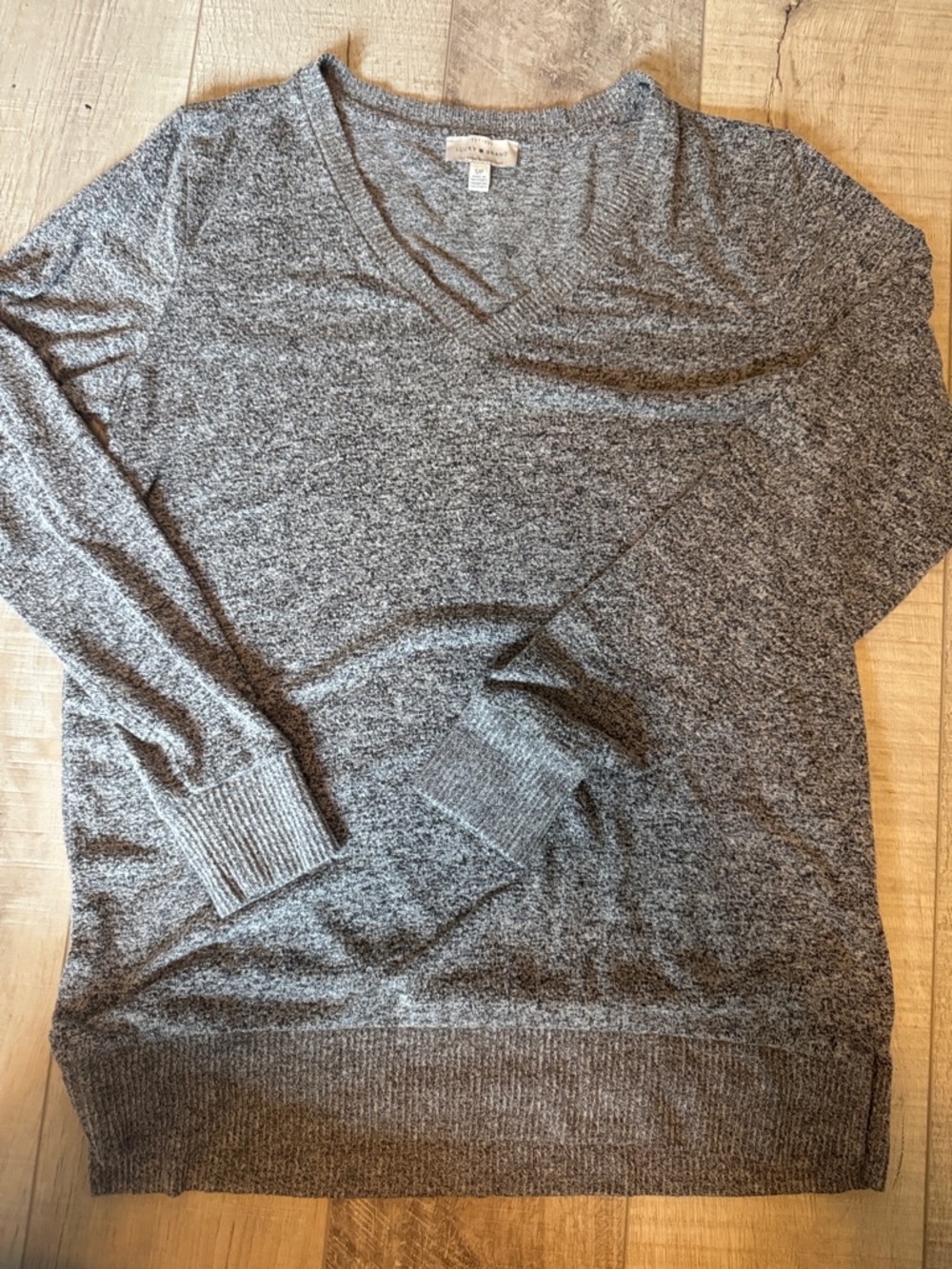 Lucky Brand Gray Marled V-Neck Sweater